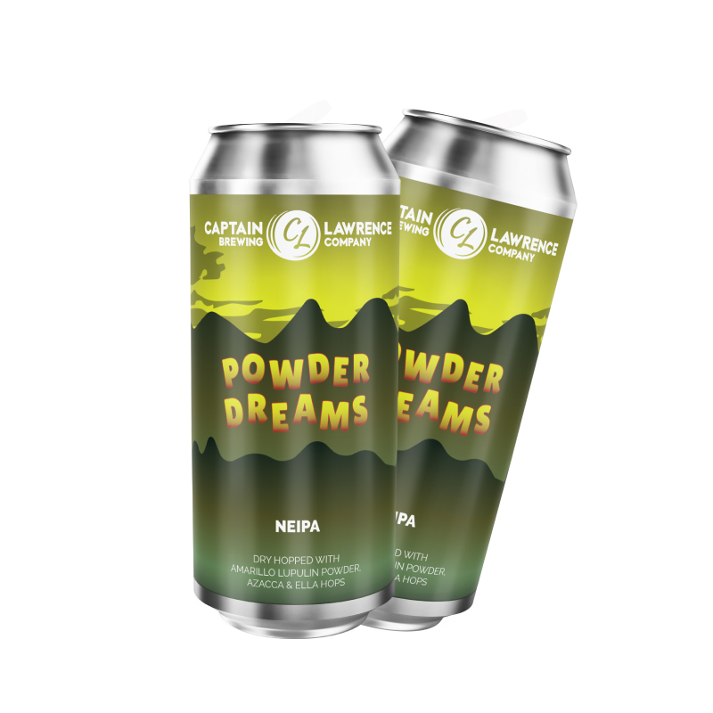 Powder Dreams dry hopped with Amarillo Lupulin Powder, Azacca Hops, and Ella Hops