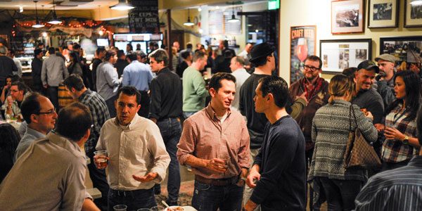 crowd in the beer hall during a private event