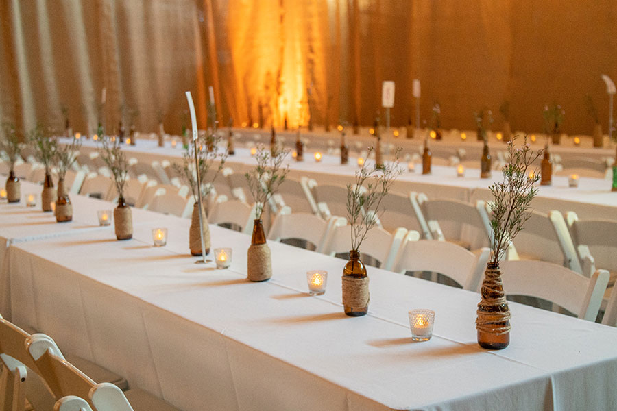 Table decorations for a wedding