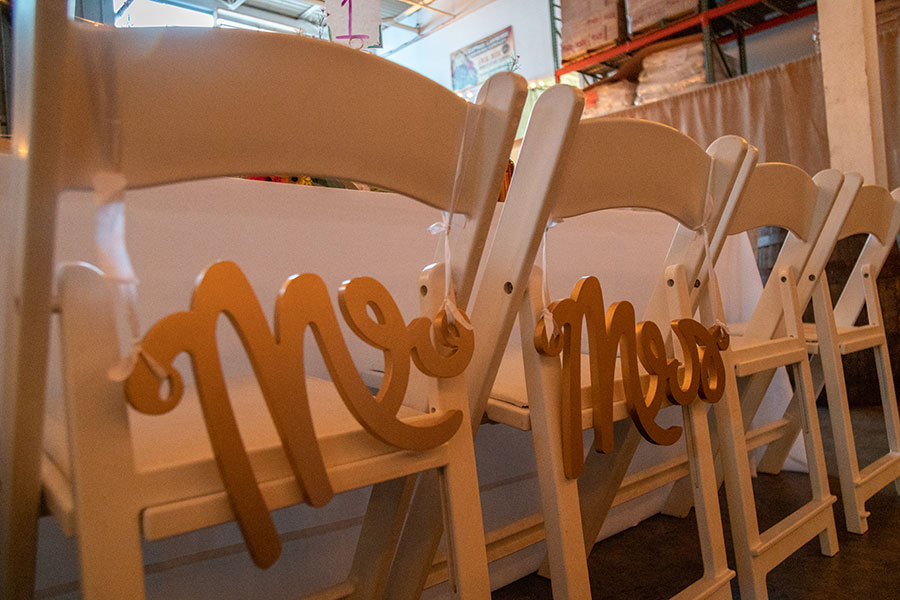 Mr. and Mrs. seating for Bride and Groom