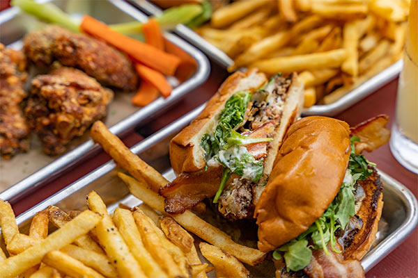 Burger and Wings with Fries